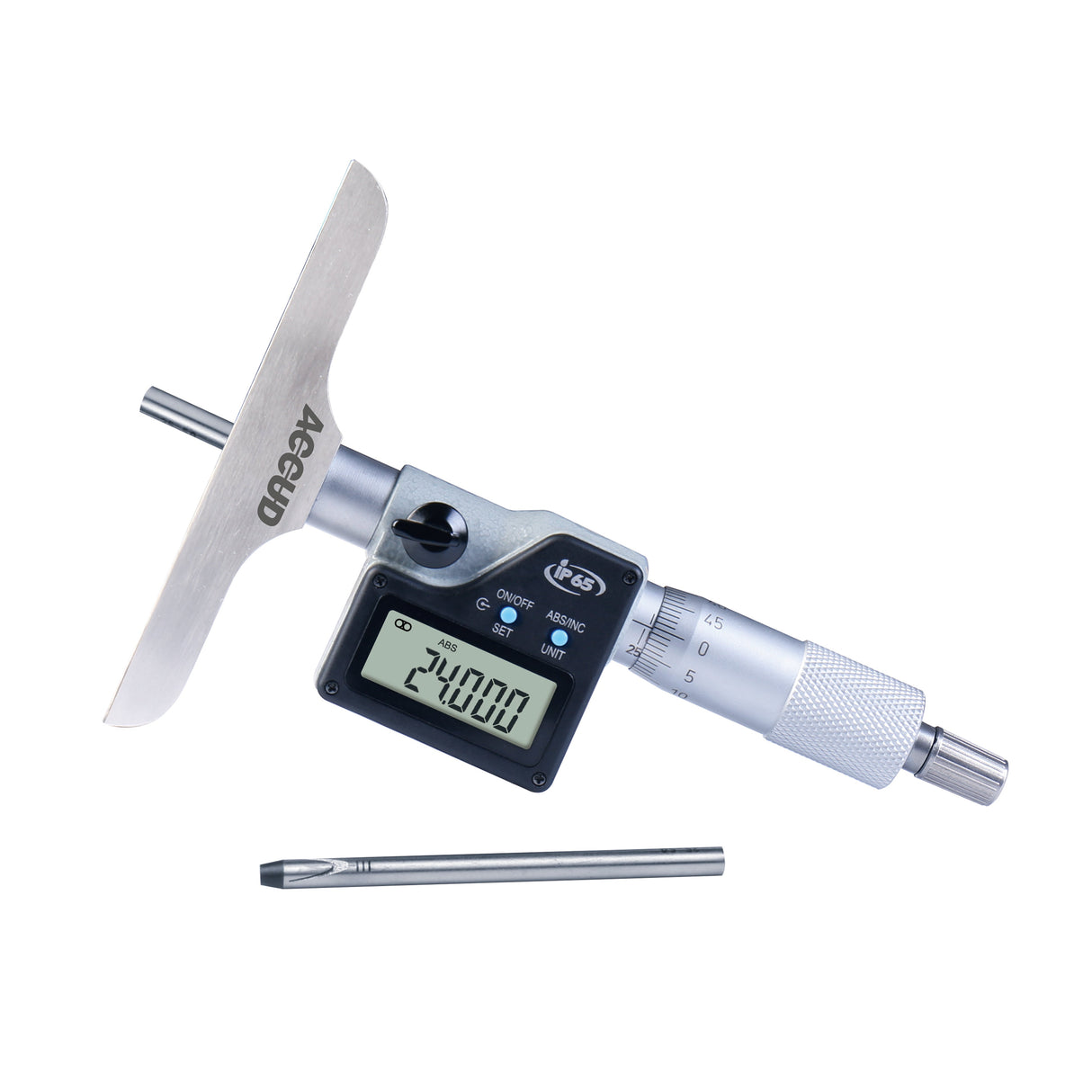 DIGITAL DEPTH MICROMETER, base 63x17mm range 0-150mm/0-6" resolution 0.001mm/0.00005"